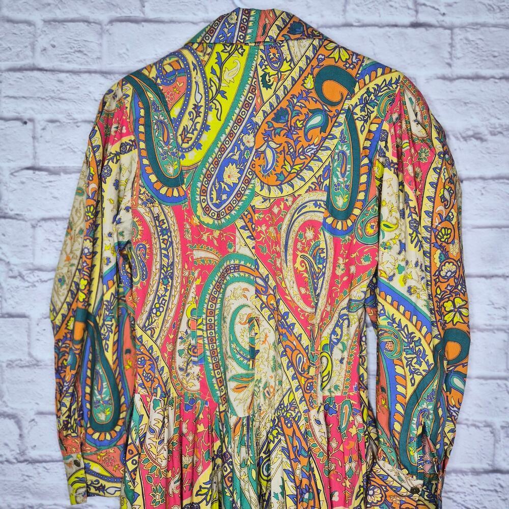 Bl^nk London Anthropologie Paisley Maxi Dress Medium Cotton Boho Puff Sleeve 70s - Picture 4 of 8